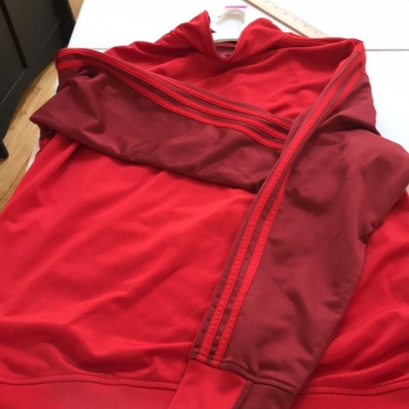 Adidas XL red unisex jacket Climate Control with burgundy stripe zip front - Picture 4 of 12